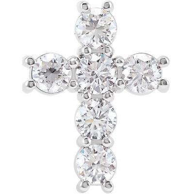 14K White 1 1/6 CTW Diamond Cross Pendant