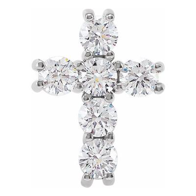 14K White 1/2 CTW Diamond Cross Pendant