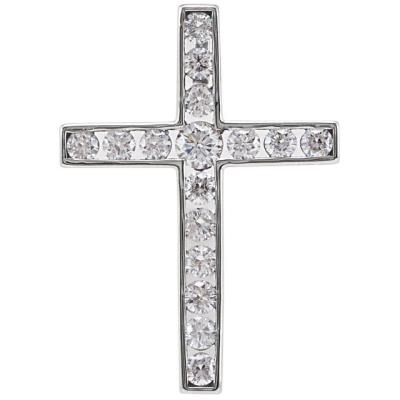 14K White 1/3 CTW Diamond 20.4x14.9 mm Cross Pendant 