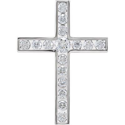 14K White 3/4 CTW Diamond 26.1x18.9 mm Cross Pendant