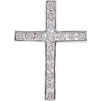14K White 1/4 CTW Diamond 17.5x12.6 mm Cross Pendant