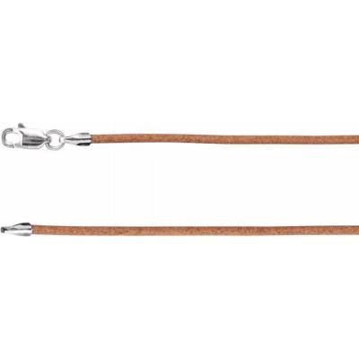 Sterling Silver 1.5 mm Natural Leather 16" Cord