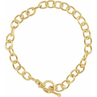 Ladies Sterling Silver Yellow-Plated 5.9 mm Cable 7 1/4" Bracelet
