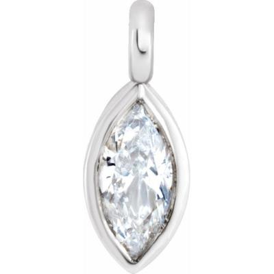 14K White .07 CTW Diamond Micro Bezel Dangle