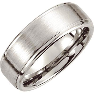 Ladies Cobalt 8 mm Satin Finish Ridged Band 8.5