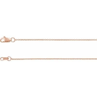 18K Rose 1 mm Solid Cable 20" Chain