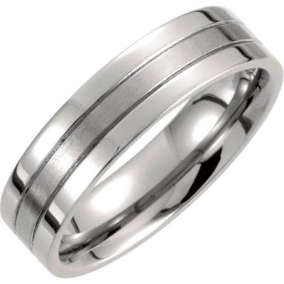 Ladies Titanium 6 mm Grooved Band Size 8