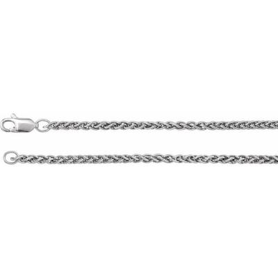 Rhodium-Plated Sterling Silver 2.4 mm Wheat 24" Chain