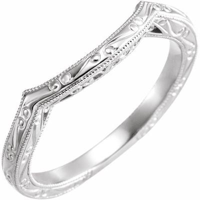 Ladies 14K White Vintage-Inspired Matching Band