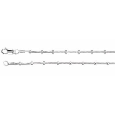 Sterling Silver 1 mm Beaded Snake 16" Chain   