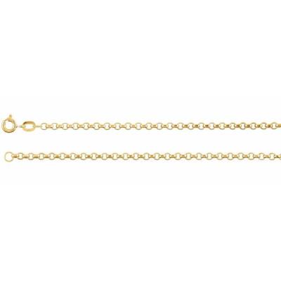 14K Yellow Gold 2.5 mm Hollow Diamond Cut Rolo 20" Chain
