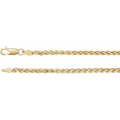 Ladies 14K Yellow Gold 2.75 mm Diamond Cut Wheat 7" Chain
