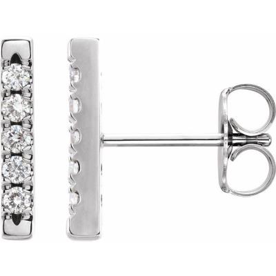 Platinum 1/8 CTW Diamond French-Set Bar Earrings