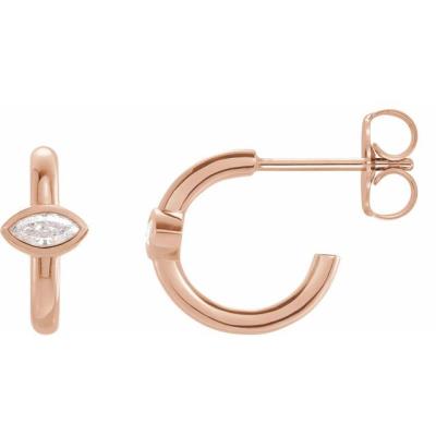 14K Rose 1/8 CTW Diamond Hoop Earrings