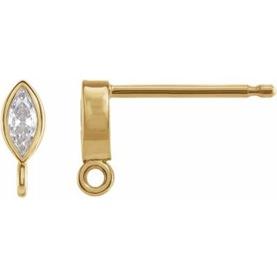 14K Yellow Gold .03 CT Diamond Micro Bezel Earring Top