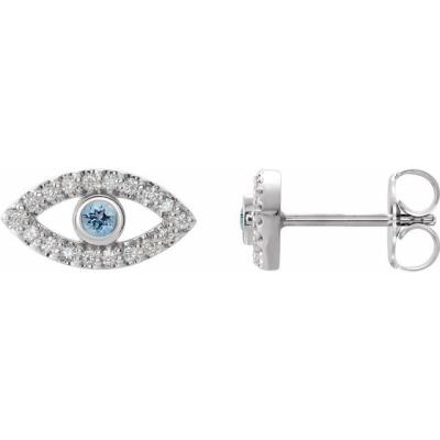 14K White Aquamarine & White Sapphire Earrings