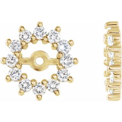 14K Yellow Gold 1/2 CTW Diamond Earring Jackets with 4.2mm ID