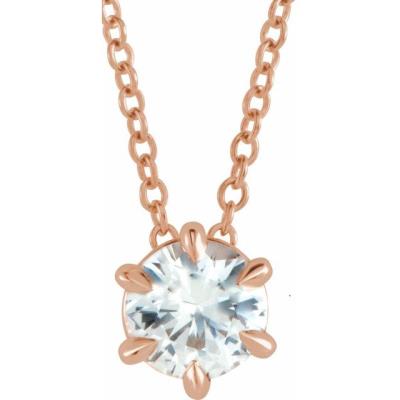14K Rose Sapphire Solitaire 16-18" Necklace