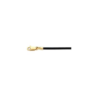 14K Yellow Gold 1.5 mm Black Leather 18" Cord