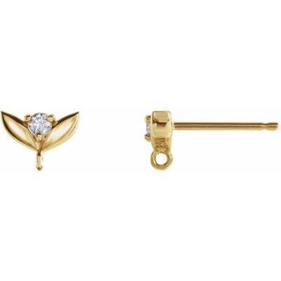 14K Yellow Gold .03 CT Diamond Vintage-Inspired Earring Top