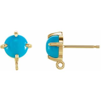 14K Yellow Gold Turquoise Earring Top