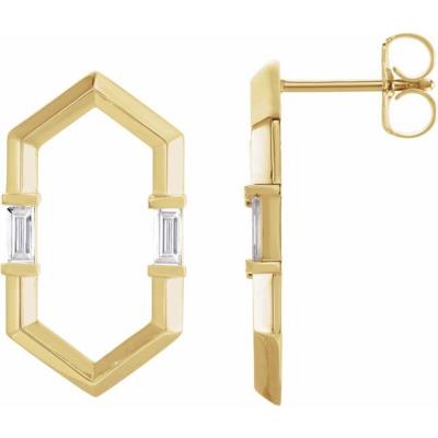 14K Yellow Gold 1/3 CTW Diamond Geometric Earrings