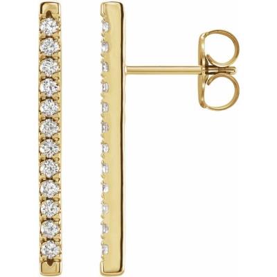 14K Yellow Gold 1/3 CTW Diamond French-Set Bar Earrings