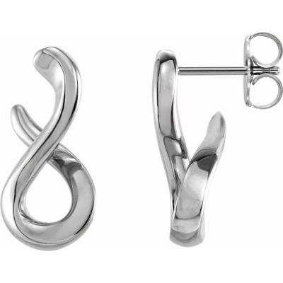 14K White Infinity-Inspired Drop Earrings