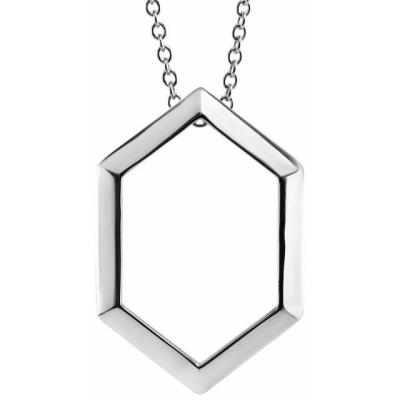 14K White Geometric 16-18" Necklace