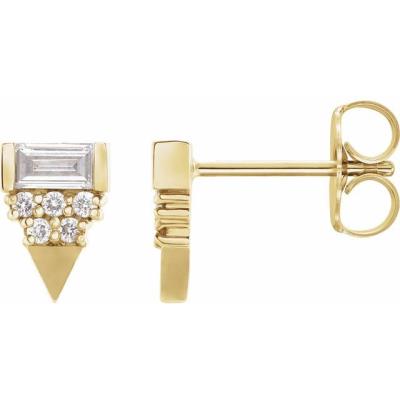 14K Yellow Gold 1/4 CTW Diamond Geometric Earrings