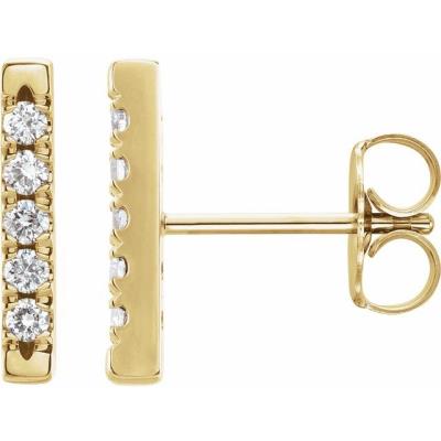 14K Yellow Gold 1/8 CTW Diamond French-Set Bar Earrings