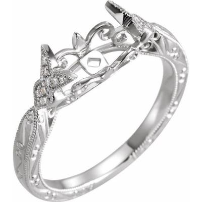 Ladies 14K White 1/10 CTW Diamond Vintage-Inspired Peg Shank with 6 mm Span