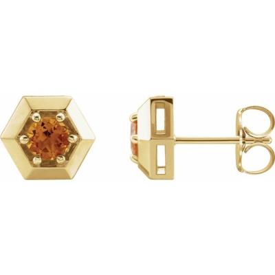 14K Yellow Gold Citrine Geometric Earrings