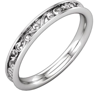 14K White 2.8 mm Sculptural-Inspired Band