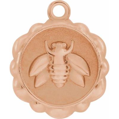 14K Rose 10x8.4 mm Bee Medallion Dangle