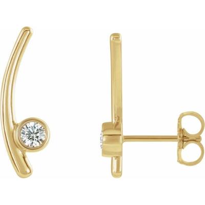 14K Yellow Gold 1/5 CTW Diamond Ear Climbers             
