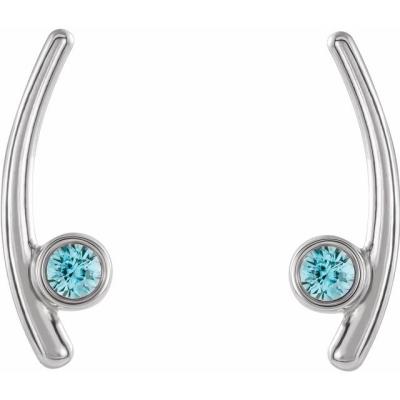 14K White Aquamarine Ear Climbers    