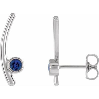 14K White Blue Sapphire Ear Climbers      
