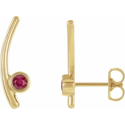 14K Yellow Gold Ruby Ear Climbers        