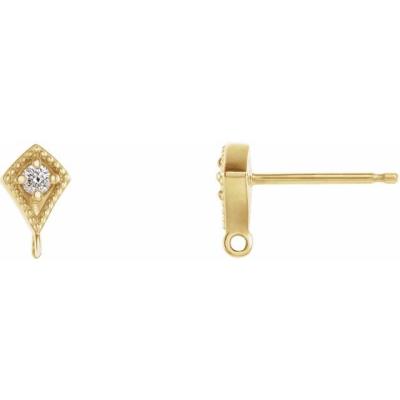 14K Yellow Gold .03 CTW Diamond Earring Top