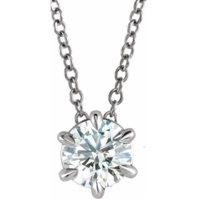 14K White 1/2 CT Lab-Grown Diamond Solitaire 16-18" Necklace