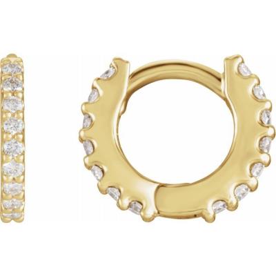 14K Yellow Gold 1/4 CTW Diamond Hoop Earrings