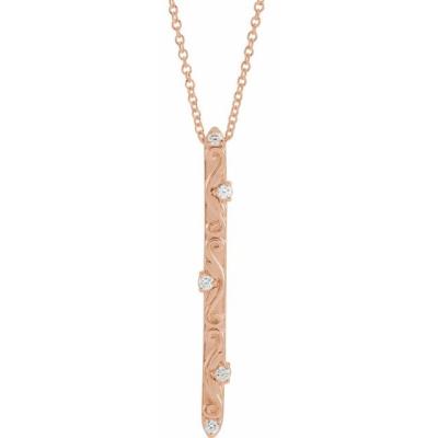 14K Rose .07 CTW Diamond Vintage-Inspired 16-18" Necklace