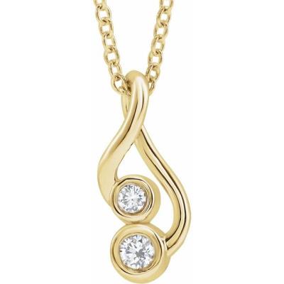 14K Yellow Gold .07 CTW Diamond Freeform 16-18" Necklace