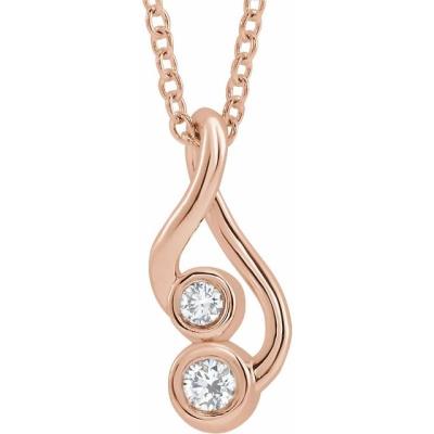 14K Rose .07 CTW Diamond Freeform 16-18" Necklace