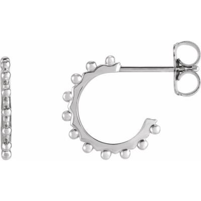 Sterling Silver 12.12 mm Beaded Hoop Earrings