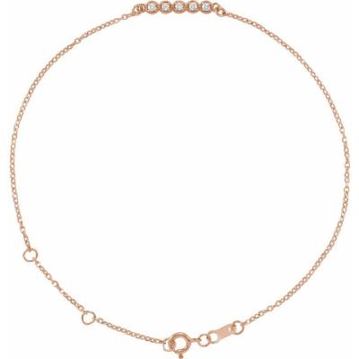 14K Rose.07 CTW Diamond Bar 6 1/2-7 1/2" Bracelet