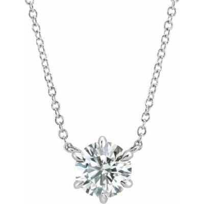 14K White 1/3 CT Diamond Solitaire 16" Necklace  