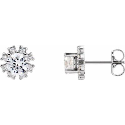 14K White Sapphire & 1/5 CTW Diamond Earrings