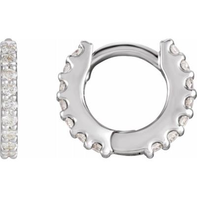 14K White 1/4 CTW Diamond Hoop Earrings